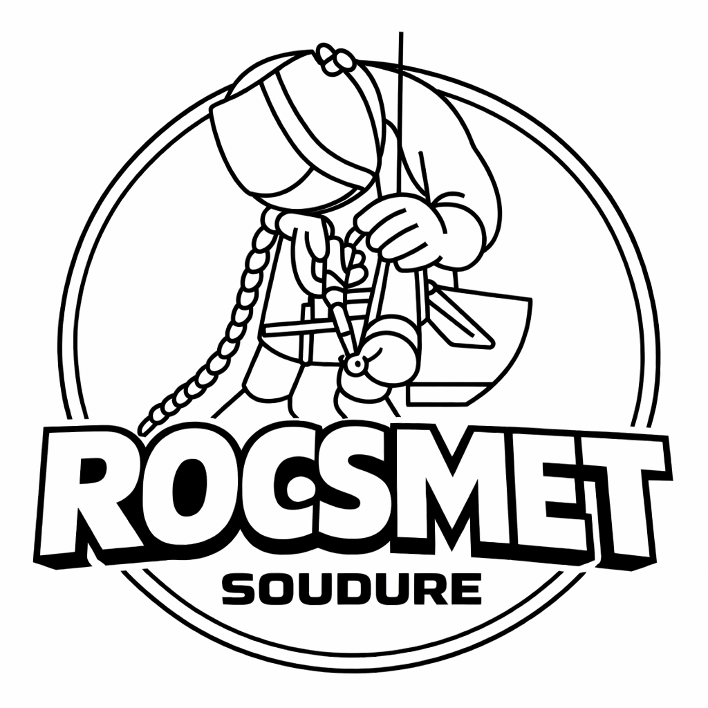 Minimal, modern logo for a welding and metal fabrication company named 'MS Métallurgie & Soudure'. Metallic steel text effect, simple welding torch/sparks icon, industrial style, high contrast, suitable for dark header background, vector-like, clean, no background clutter.